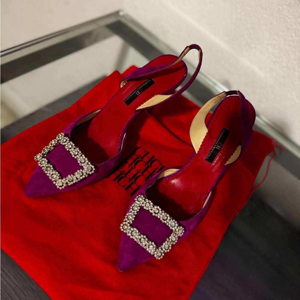 Roger Vivier Purple Satin Slingback Heels